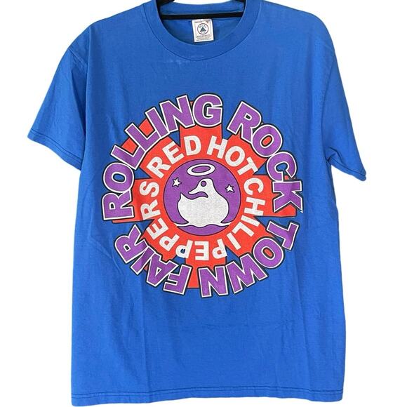 Vintage Y2K Red Hot Chili Peppers Rolling Rock Town Fair 2000 Shirt Adult Med - Picture 1 of 3